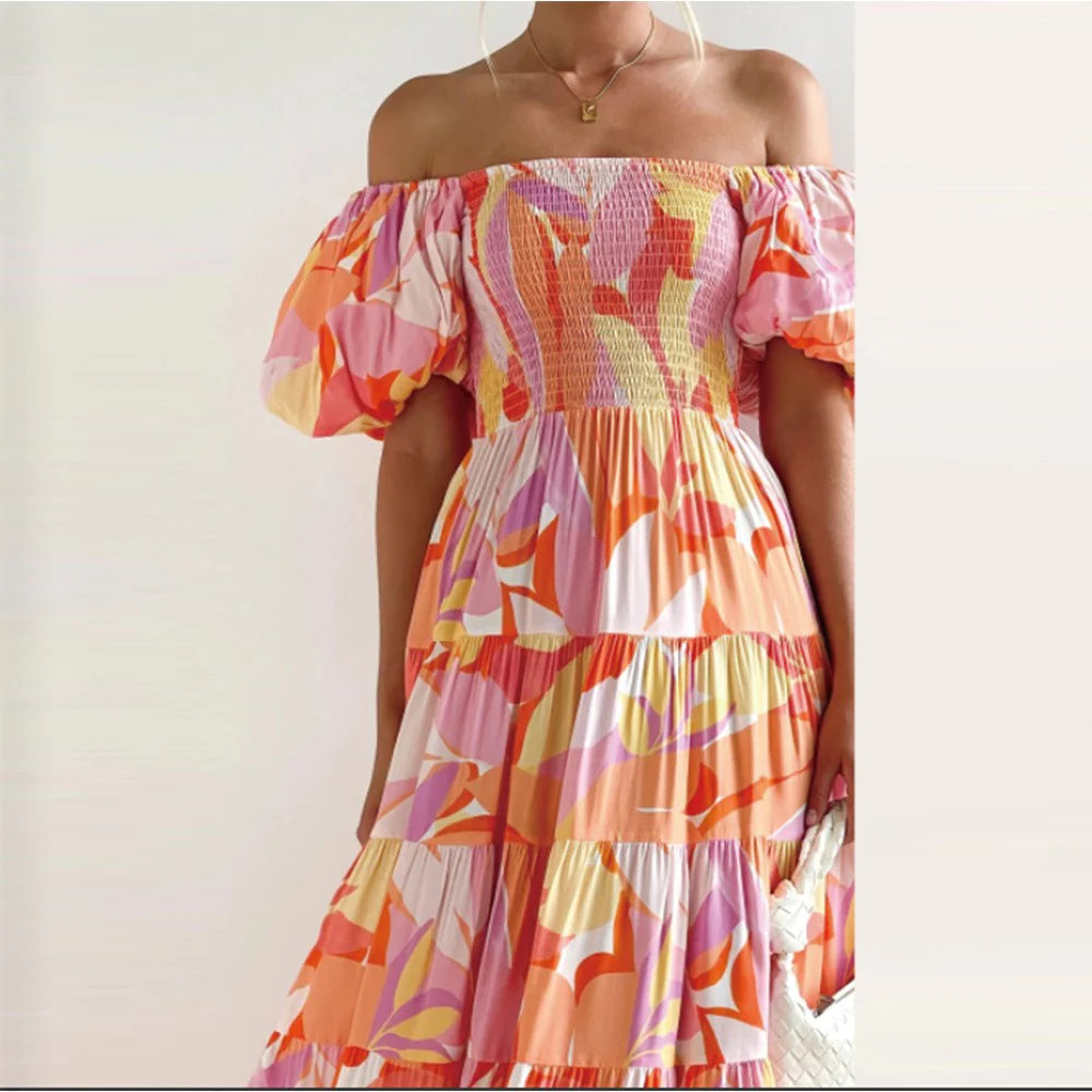 Summer Floral One-Shoulder Slimming Dress for Women