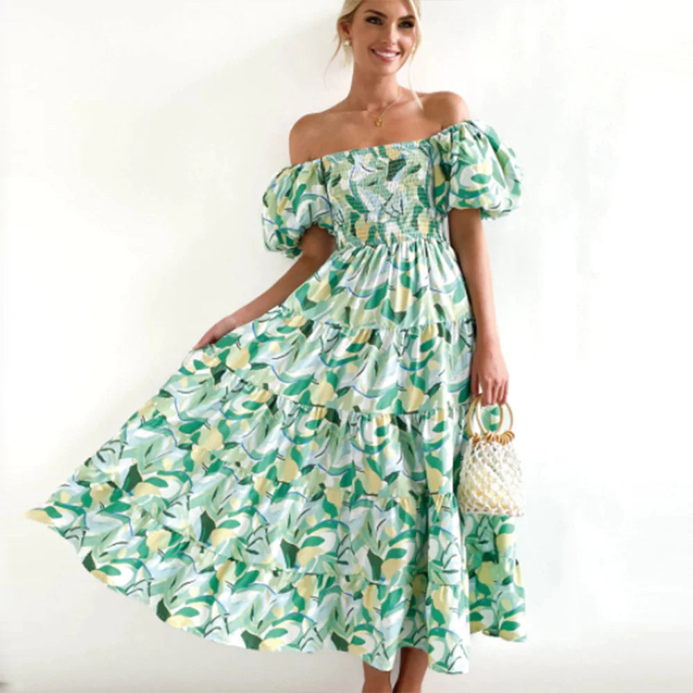 Summer Floral One-Shoulder Slimming Dress for Women