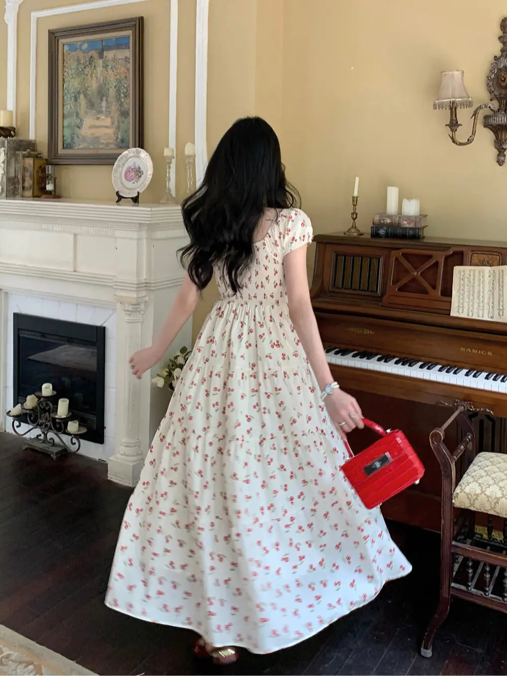 Floral Dress for Women Vintage Floral Maxi Dress