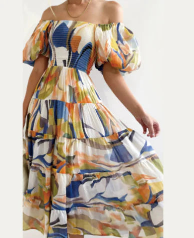 Summer Floral One-Shoulder Slimming Dress for Women